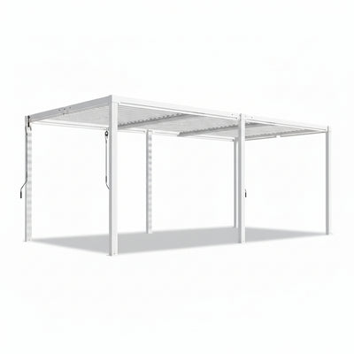 Louvered Pergola 12' X 20', Large Outdoor Aluminum Pergola with Reinforced Steel Roof, Heavy-Duty Hardtop Gazebo for Patio Garden, Weatherproof Sun Shade Shelter, White