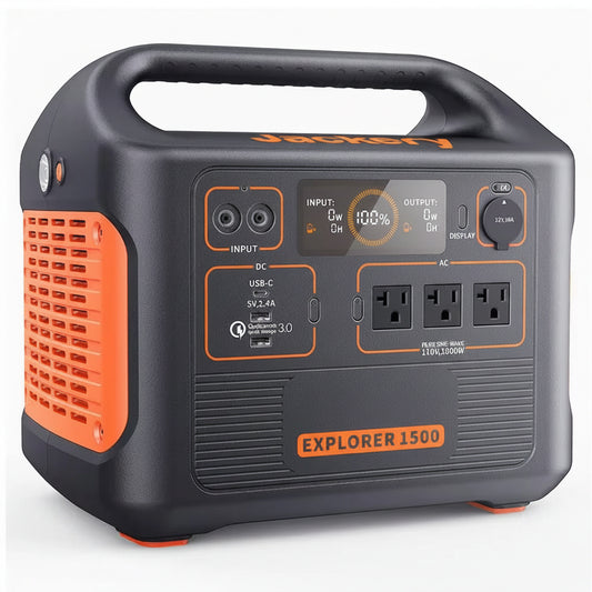 1800-Watt Output/3600W Peak Portable Solar Power Station Explorer 1500 Push Start Battery Generator for Outdoors/Camping