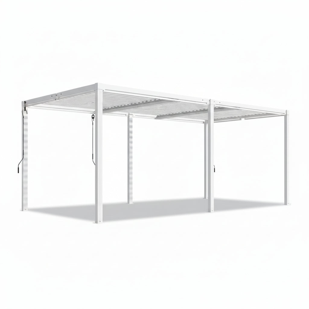 Louvered Pergola 12' X 20', Large Outdoor Aluminum Pergola with Reinforced Steel Roof, Heavy-Duty Hardtop Gazebo for Patio Garden, Weatherproof Sun Shade Shelter, White