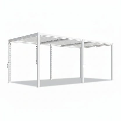 Louvered Pergola 12' X 20', Large Outdoor Aluminum Pergola with Reinforced Steel Roof, Heavy-Duty Hardtop Gazebo for Patio Garden, Weatherproof Sun Shade Shelter, White
