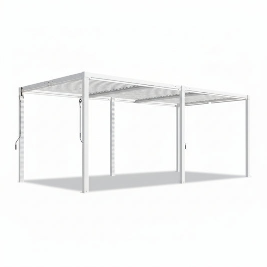 Louvered Pergola 12' X 20', Large Outdoor Aluminum Pergola with Reinforced Steel Roof, Heavy-Duty Hardtop Gazebo for Patio Garden, Weatherproof Sun Shade Shelter, White