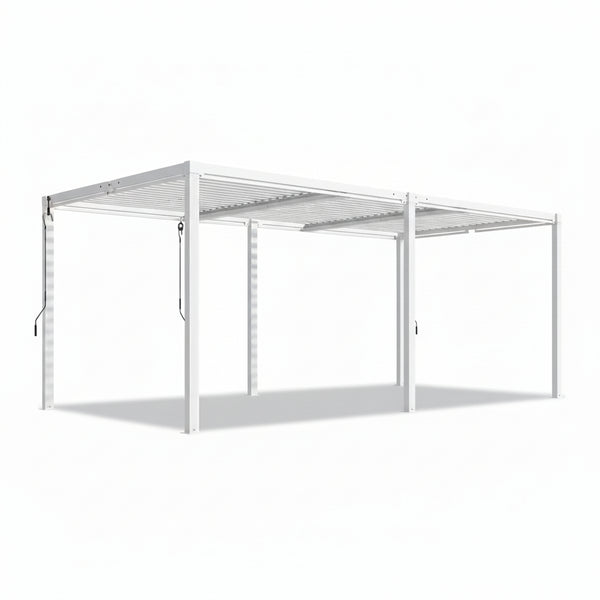 Louvered Pergola 12' X 20', Large Outdoor Aluminum Pergola with Reinforced Steel Roof, Heavy-Duty Hardtop Gazebo for Patio Garden, Weatherproof Sun Shade Shelter, White
