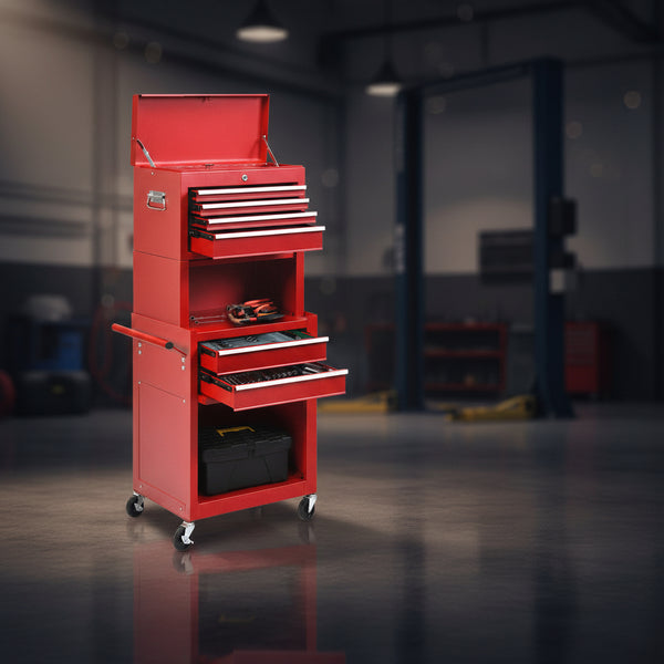 Tool Chest Built for Organized Storage, 6 Drawers, Steel Construction, 200 lb Capacity, Mobile Casters